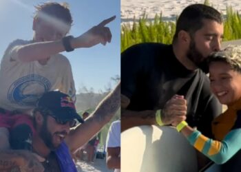 Filho de Piovani e Scooby vence competição de surfe