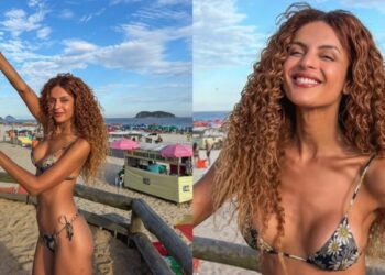 Gabriela Loran viraliza com fotos de biquíni à beira-mar: ‘Linda’