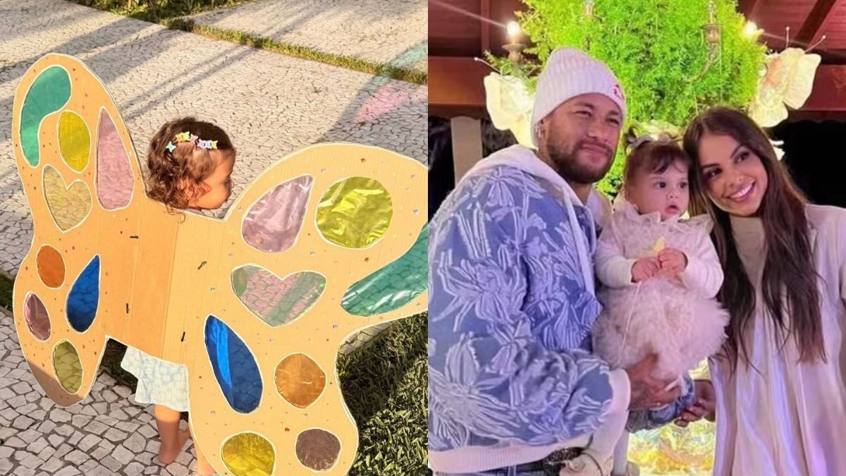 Helena, filha de Amanda Kimberlly e Neymar, surge com asas de borboleta em clique fofo