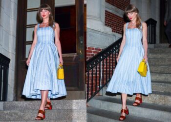 Taylor Swift aposta em "hi-lo" com vestido de R$ 1.600 e bolsa Dior de quase R$ 50 mil em NY