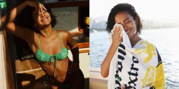 De biquíni, Bella Campos aproveita passeio de barco: “Feriadim”