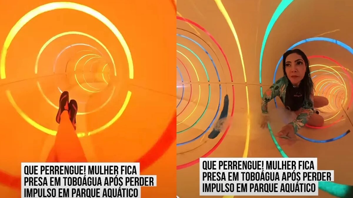 Jovem “fica presa” em toboágua e cena inusitada viraliza