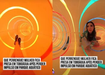 Jovem “fica presa” em toboágua e cena inusitada viraliza