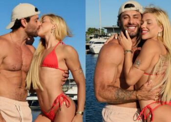 Jesus Luz e Rafaela Mesquita trocam beijos durante passeio no Rio
