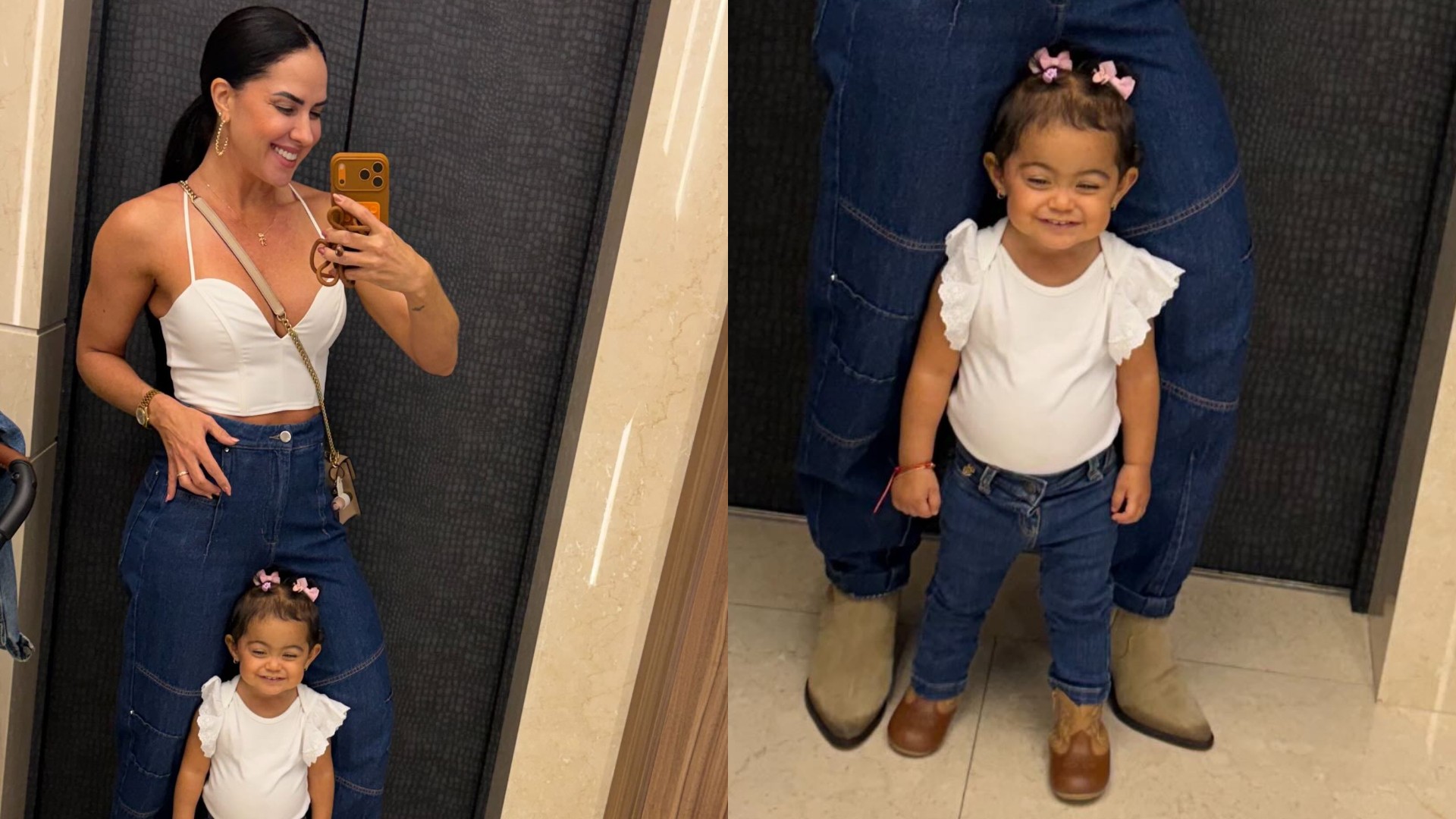 Graciele Lacerda combina look com a filha em passeio na fazenda: "partiu"