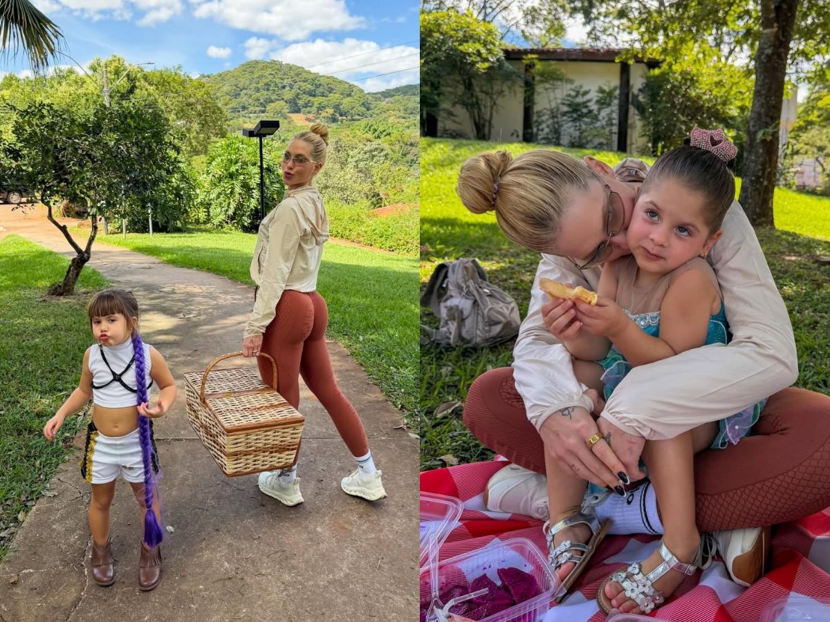 Virginia aproveita o feriado com piquenique ao ar livre ao lado dos filhos: "Minha família"