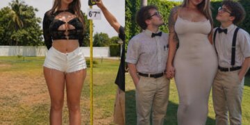 Atriz pornô de 2 metros de altura diz preferir namorar homens baixos