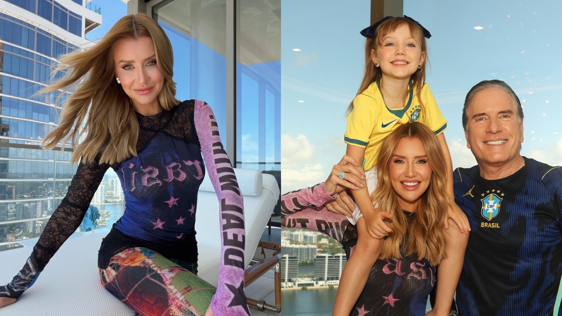 Ana Paula Siebert aposta em look criativo com campo de futebol para torcer pelo Brasil