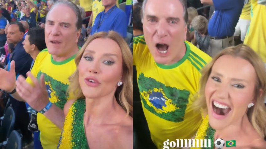 Ana Paula Siebert registra empolgação de Roberto Justus em jogo do Brasil nos EUA