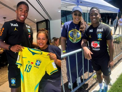 Cíntia Ramos, mãe de Endrick, prestigia treino da Seleção Brasileira nos EUA