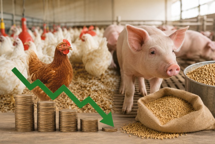 Custos de produção de suínos e frangos caem em maio e aliviam produtores