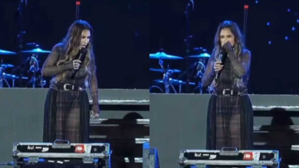 Fã presenteia Simone Mendes com remédio para dor de barriga durante show em Patos