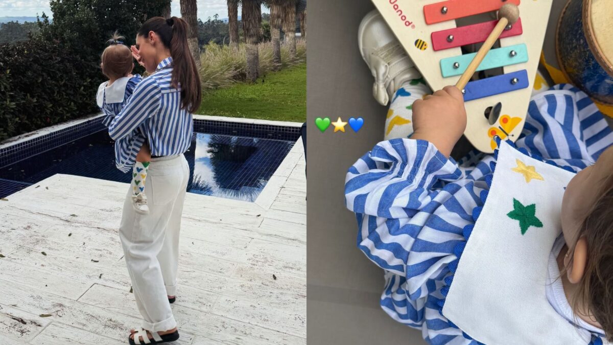 Jade Magalhães e filha Serena desfilam looks combinando em clima de Copa