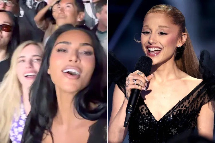 Kim Kardashian prestigia show de Ariana Grande e reencontra Emma Roberts em LA