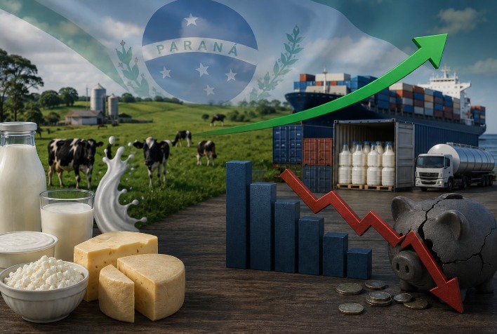 Paraná exporta mais lácteos do que importa, mas déficit financeiro chega a US$ 3,3 milhões em 2026