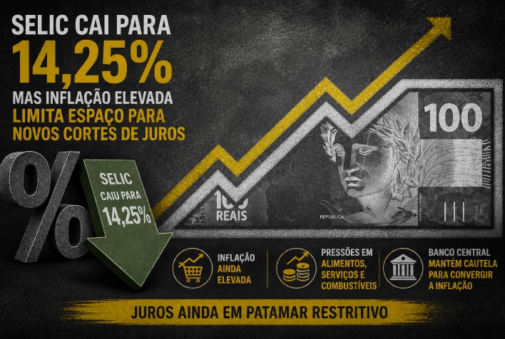 Queda da Selic para 14,25% promete crédito mais acessível, mas efeitos são graduais