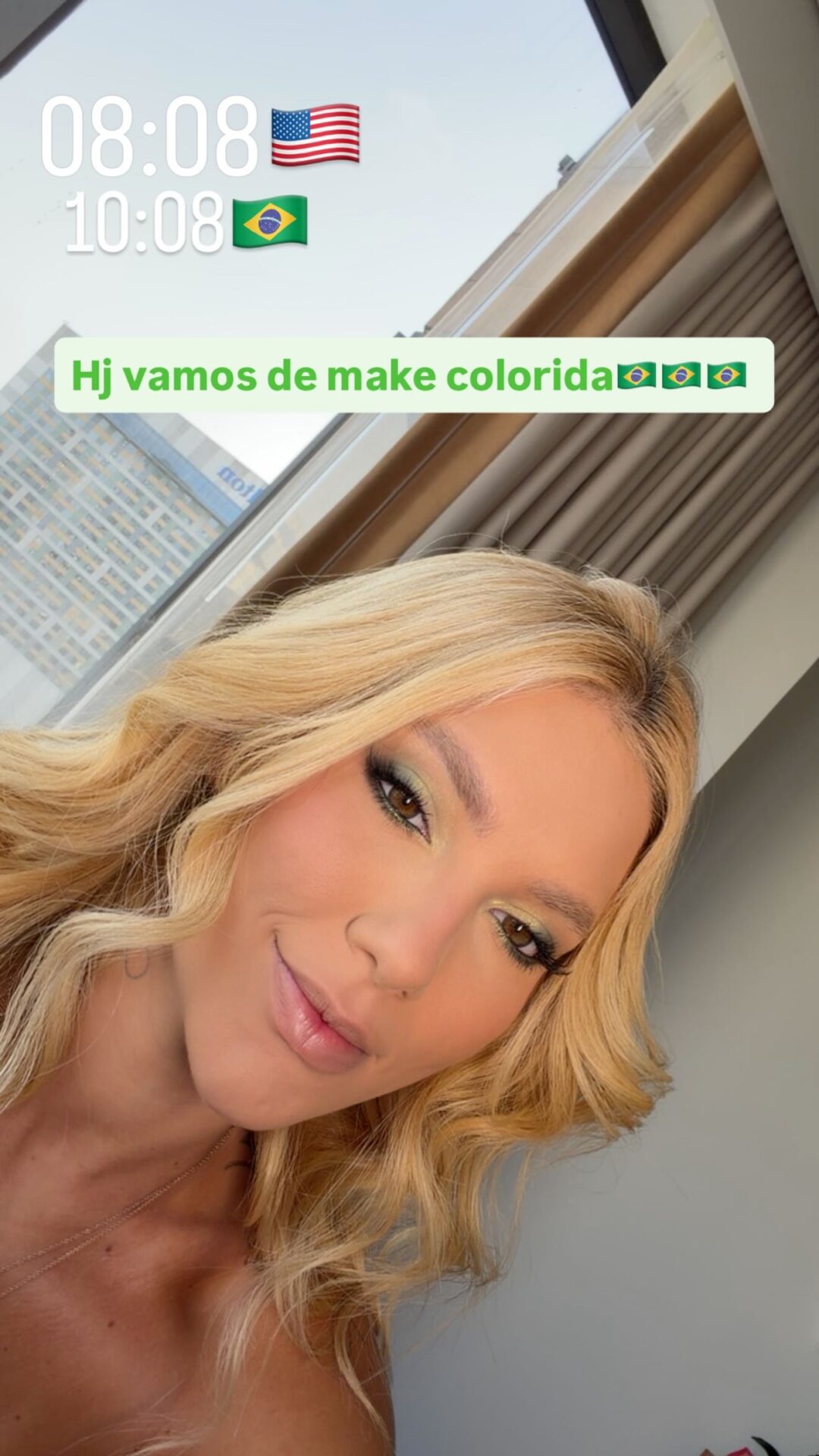 Virginia Fonseca aposta em maquiagem colorida para torcer pelo Brasil na Copa