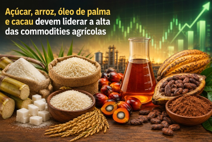 Açúcar, arroz, óleo de palma e cacau devem enfrentar alta de preços até 2027