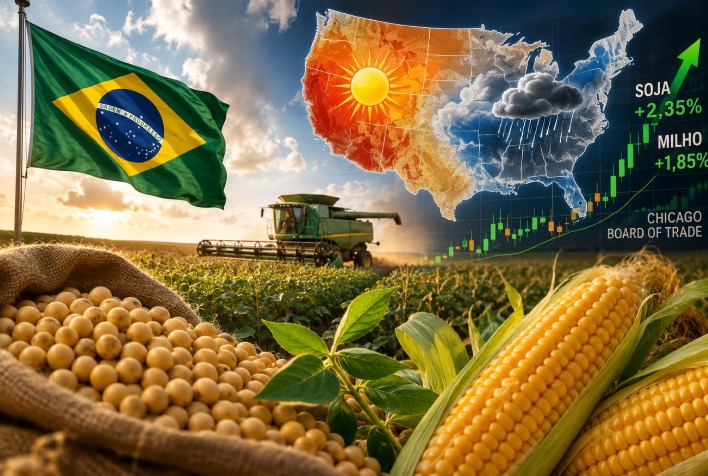 Clima nos EUA eleva preços de soja e milho em Chicago e beneficia produtores brasileiros