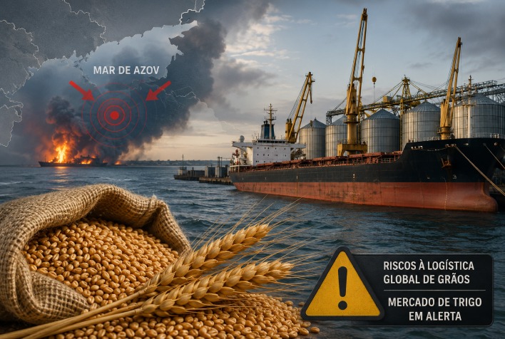 Conflitos no Mar de Azov pressionam exportações de trigo e elevam preços globais