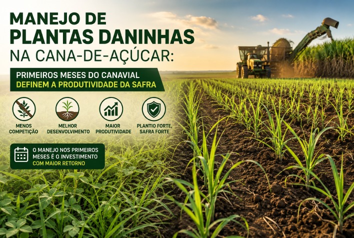 Controle de plantas daninhas na cana-de-açúcar é crucial para produtividade da safra