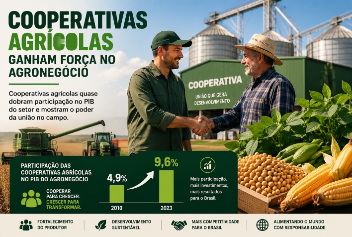 Cooperativas agrícolas quase dobram participação no PIB do agronegócio brasileiro