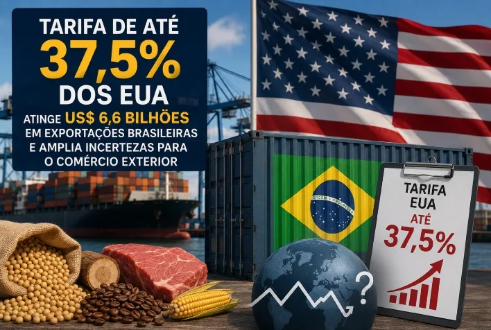 EUA impõem tarifas de até 37,5% e afetam US$ 6,6 bilhões em exportações brasileiras