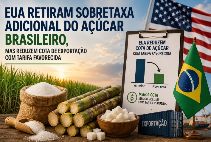 EUA retiram sobretaxa do açúcar brasileiro, mas cortam cota de exportação para 100 mil toneladas