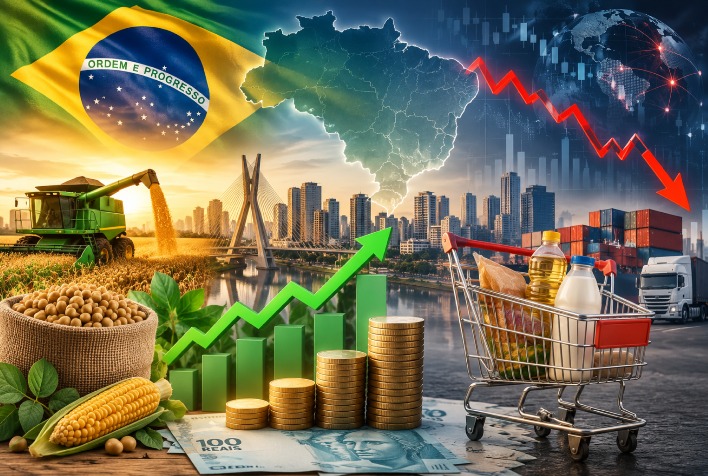 Economia brasileira apresenta crescimento modesto, mas consumo desacelera em 2026
