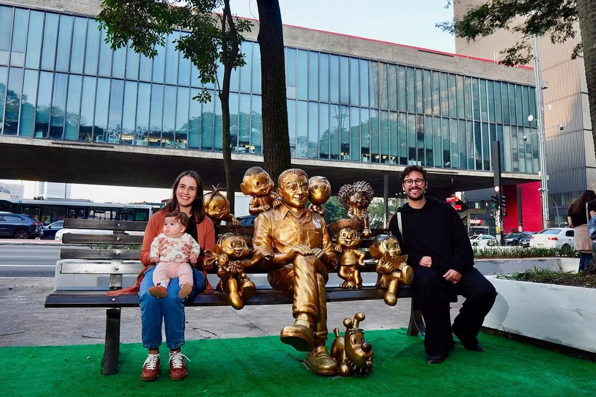Estátuas da Turma da Mônica homenageiam Maurício de Sousa em São Paulo