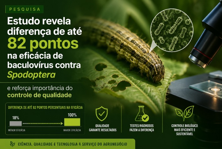 Estudo da UFG revela variação de até 82 pontos na eficácia de baculovírus contra Spodoptera