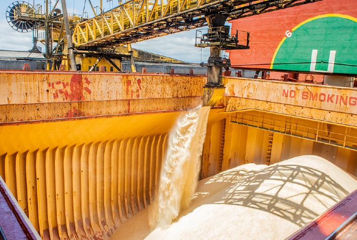 Exportação de açúcar no Brasil atinge 2,1 milhões de toneladas, mas recua em julho