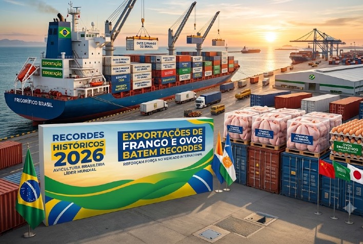 Exportações de frango e ovos do Brasil alcançam recordes históricos em 2026