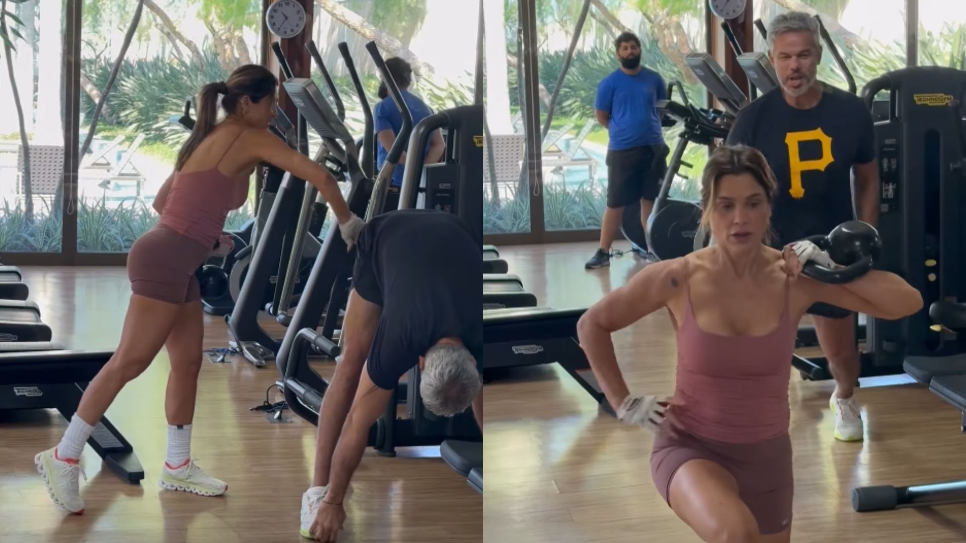 Flávia Alessandra e Otaviano Costa mostram que treinar a dois é pura diversão
