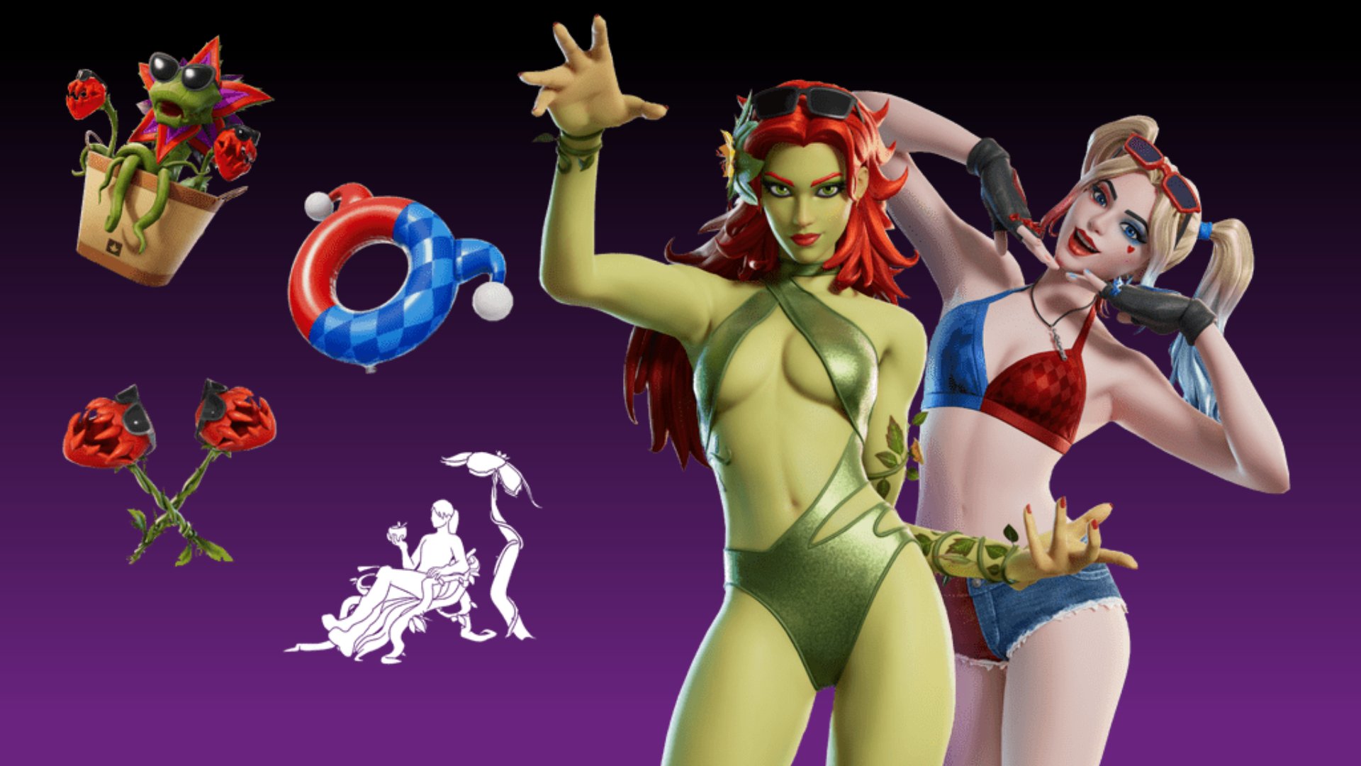 Fortnite impõe restrição de idade para skins de Hera Venenosa e Harley Quinn