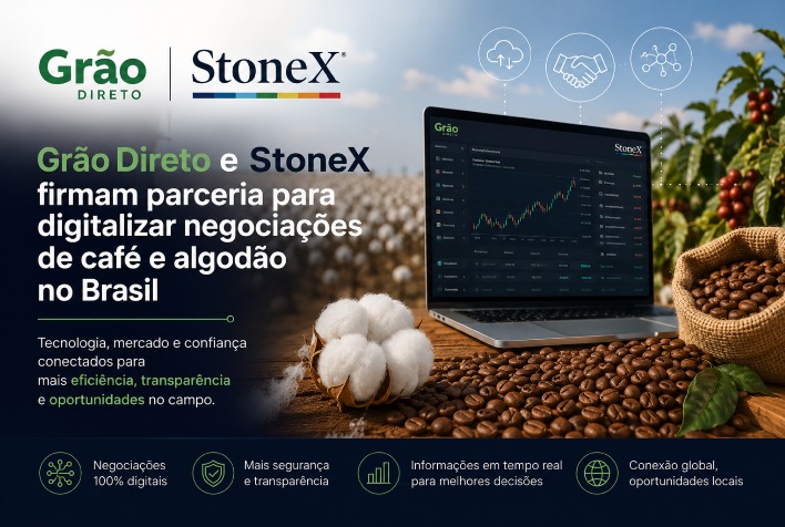 Grão Direto e StoneX unem forças para digitalizar mercado de café e algodão no Brasil