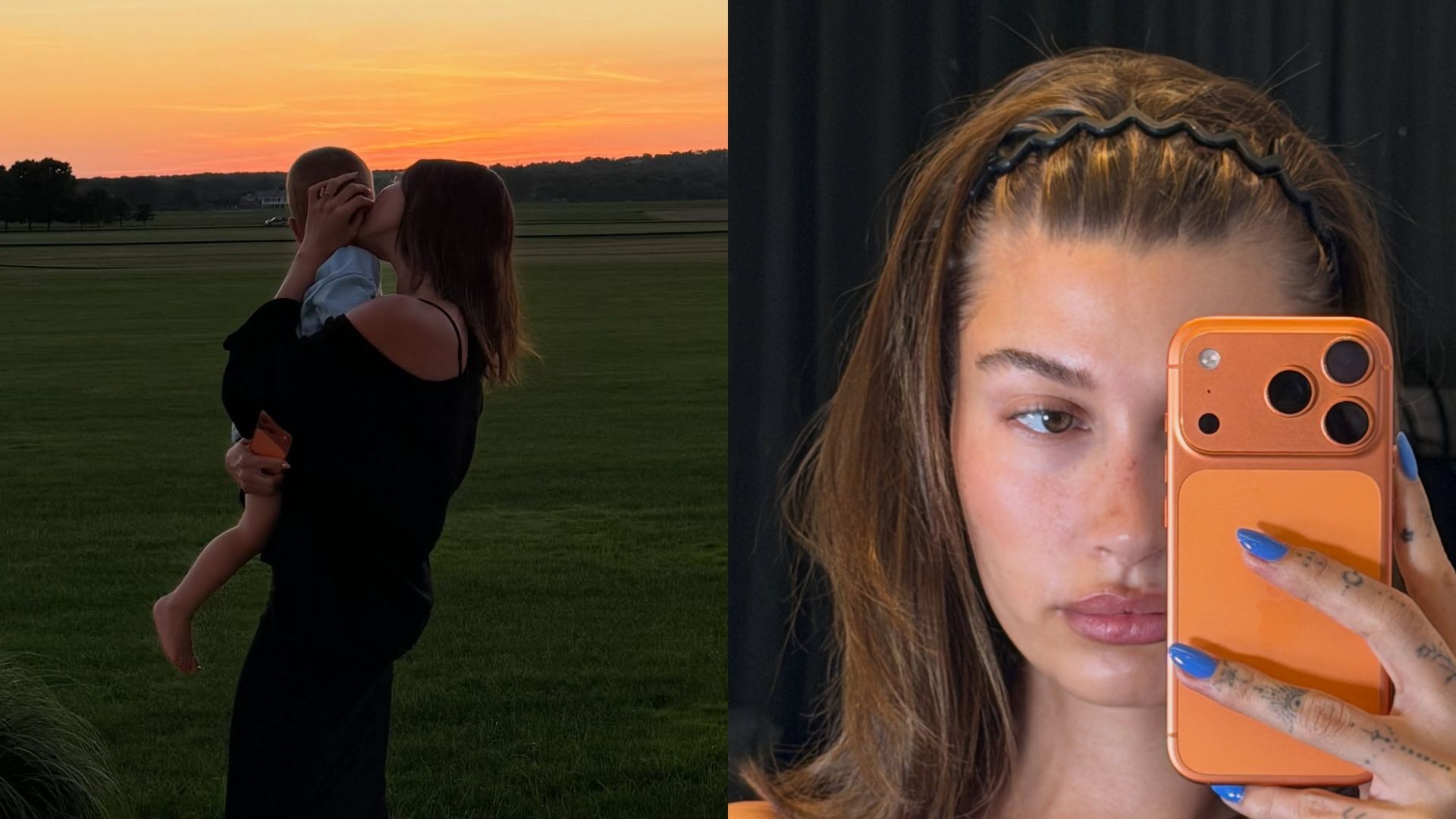 Hailey Bieber compartilha cliques carinhosos com o filho Jack Blues em dia de verão