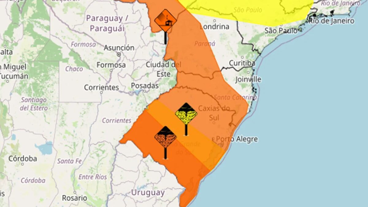 Inmet emite alerta laranja para ventos de até 100 km/h no Rio Grande do Sul