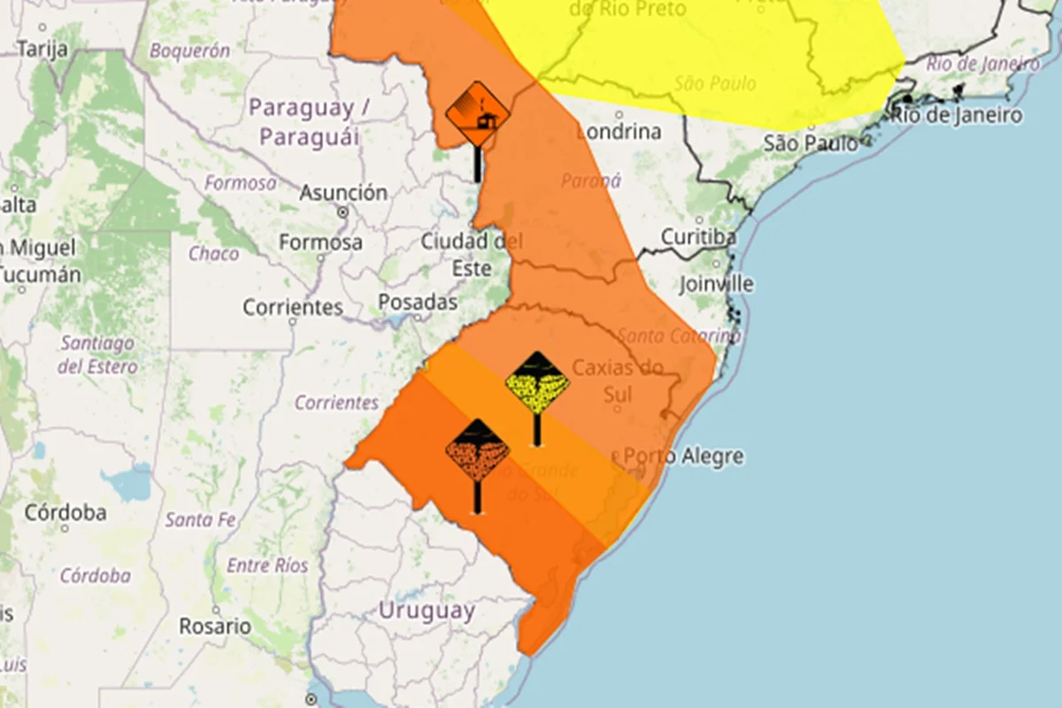 Inmet emite alerta laranja para ventos de até 100 km/h no Rio Grande do Sul