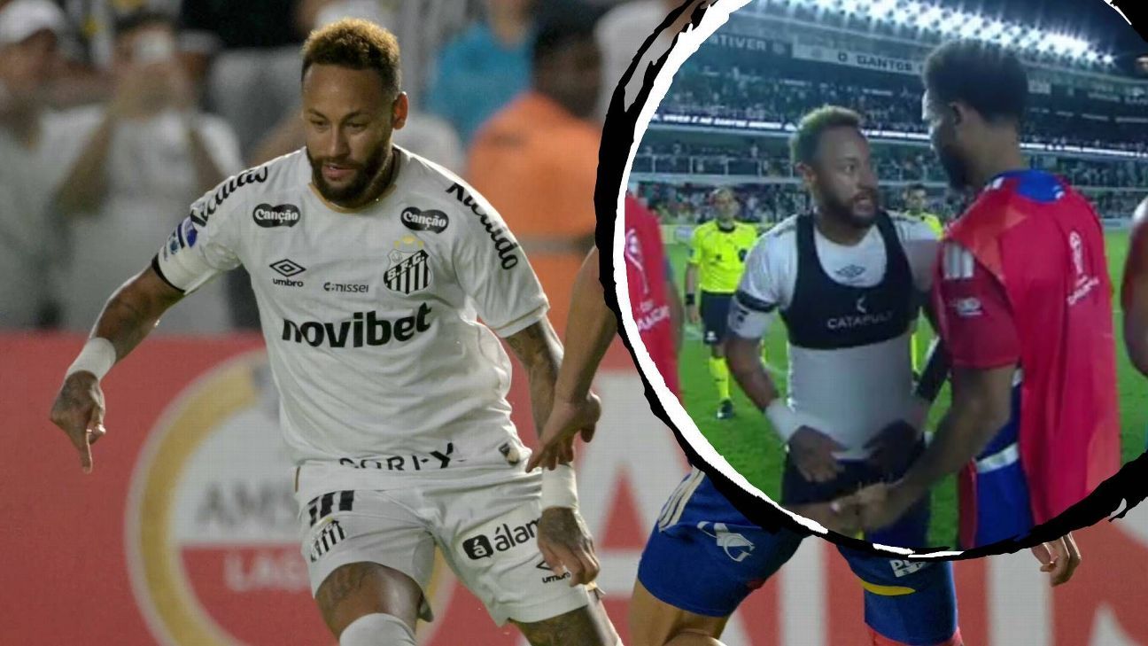 Neymar brilha em vitória do Santos, troca camisa e shorts com rivais após jogo