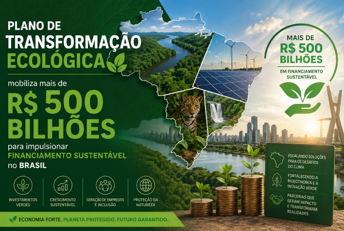 Plano de Transformação Ecológica mobiliza R$ 500 bilhões para financiar sustentabilidade no Brasil