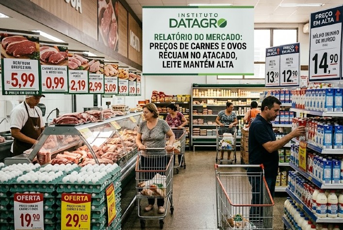 Preços de carnes e ovos caem no atacado, enquanto leite continua em alta