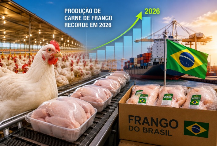 Produção de carne de frango no Brasil deve alcançar recorde em 2026, afirma ABPA