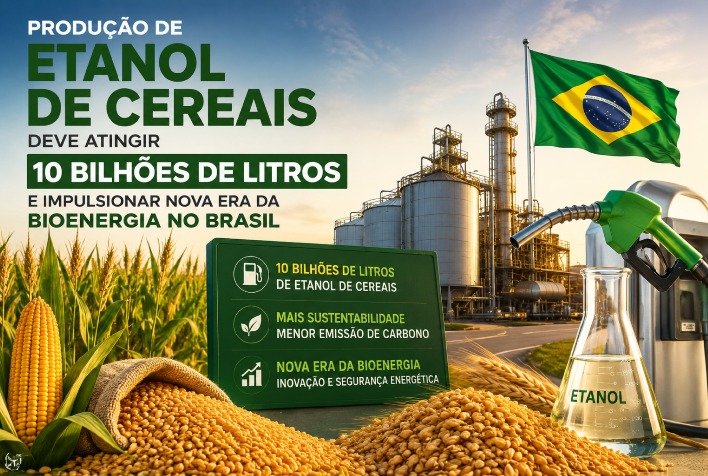 Produção de etanol de cereais no Brasil deve chegar a 10 bilhões de litros em 2026