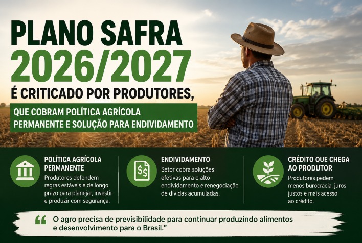 Produtores criticam Plano Safra 2026/2027 e pedem políticas agrícolas permanentes