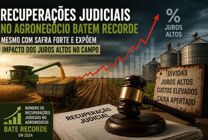 Recuperações judiciais no agronegócio atingem recorde em 2025, alerta sobre juros altos