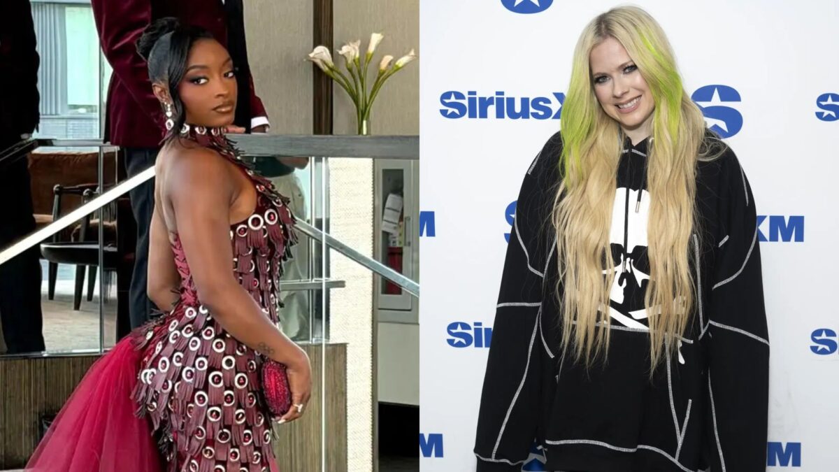 Simone Biles revela que Avril Lavigne 'roubou' seus óculos de sol em casamento de Taylor Swift