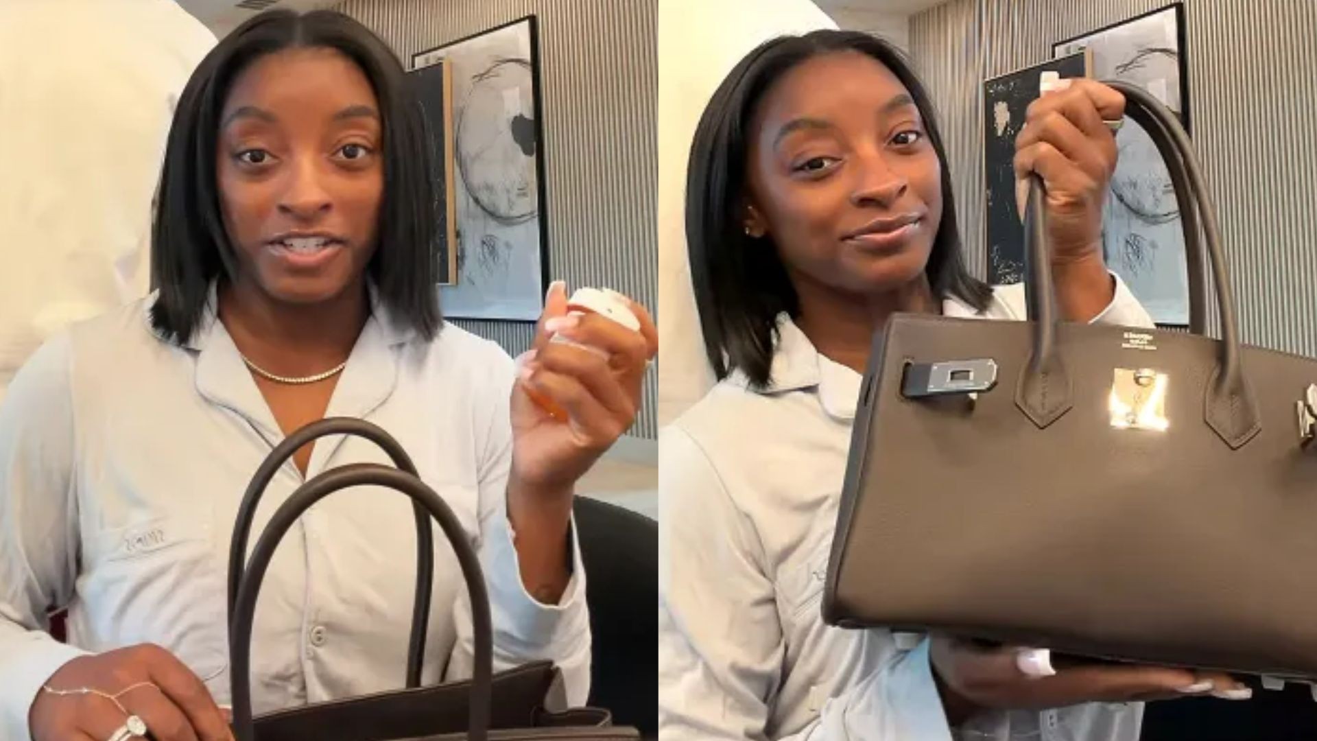 Simone Biles revela que leva remédios para ansiedade em bolsa de grife