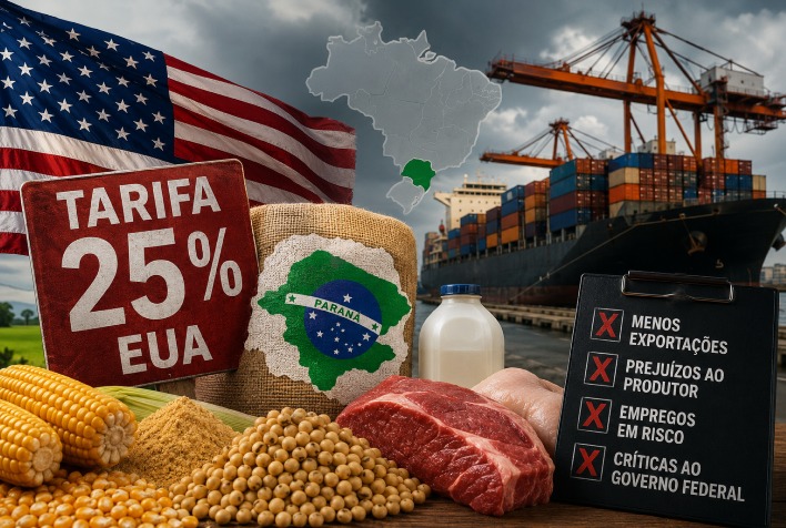 Tarifa de 25% dos EUA ameaça exportações do agro paranaense e gera críticas ao governo