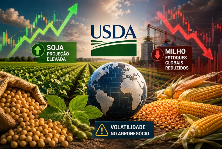 USDA eleva produção de soja e reduz estoques globais de milho, aumentando volatilidade no agronegócio